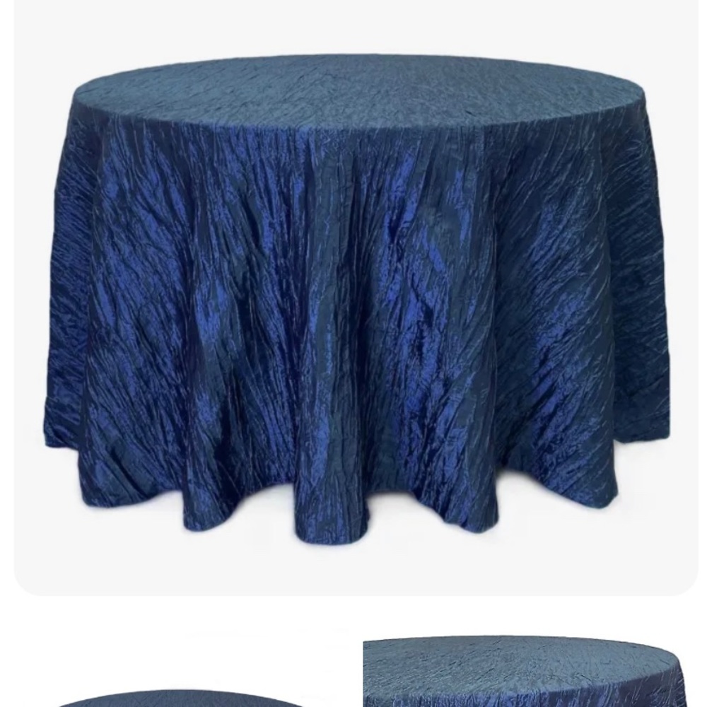 132” round crinkle taffeta tablecloth - Navy